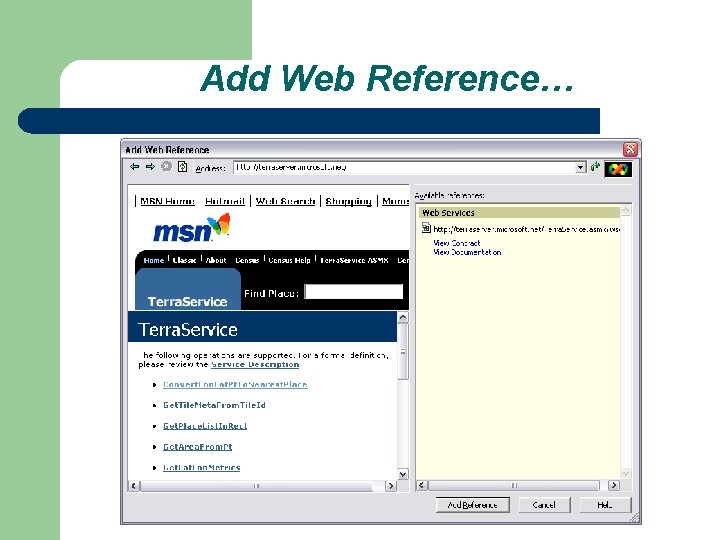 Add Web Reference… 
