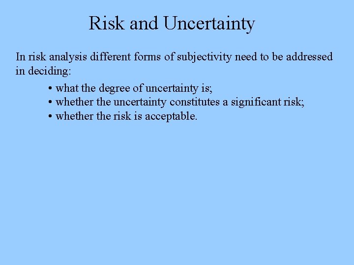 Objective Uncertainty Risk BENEFITCOST ANALYSIS Financial and Economic Appraisal using Spreadsheets