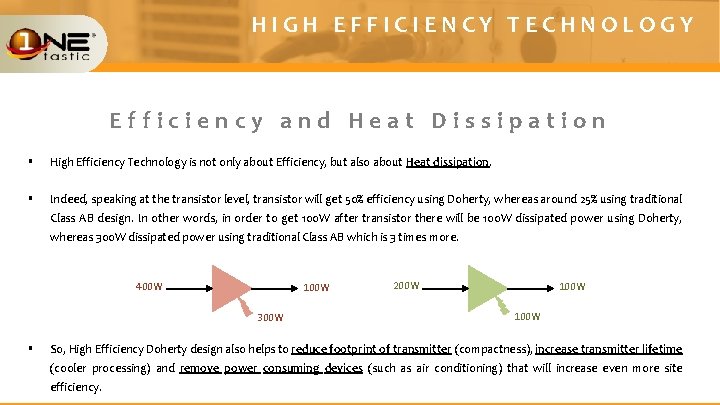 HIGH EFFICIENCY TECHNOLOGY Efficiency and Heat Dissipation § High Efficiency Technology is not only