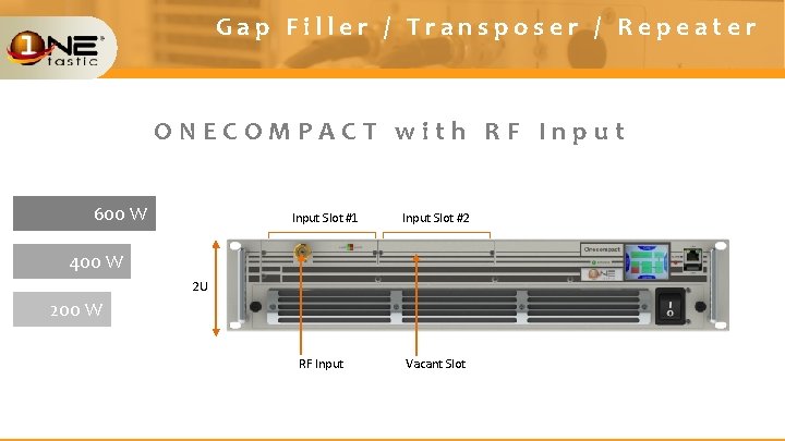 Gap Filler / Transposer / Repeater ONECOMPACT with RF Input 600 W Input Slot