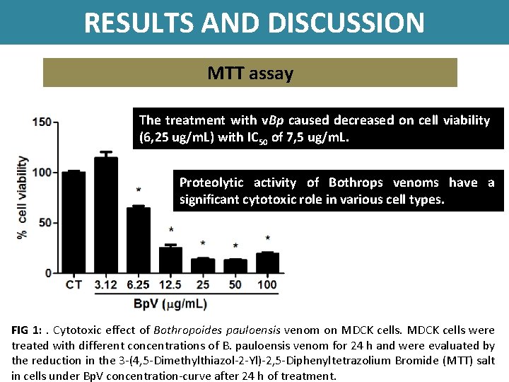 RESULTS AND DISCUSSION MTT assay The treatment with v. Bp caused decreased on cell