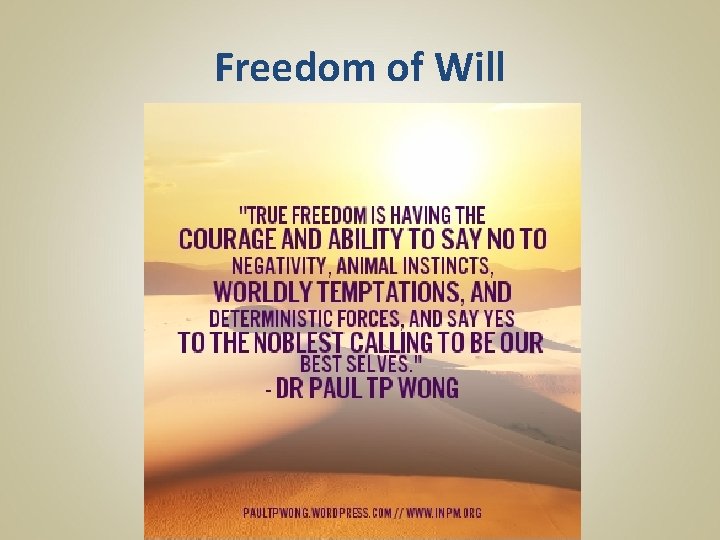 Freedom of Will 