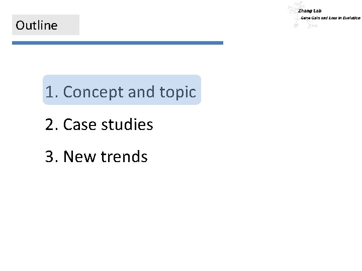 Outline 1. Concept and topic 2. Case studies 3. New trends 