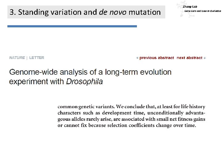 3. Standing variation and de novo mutation 