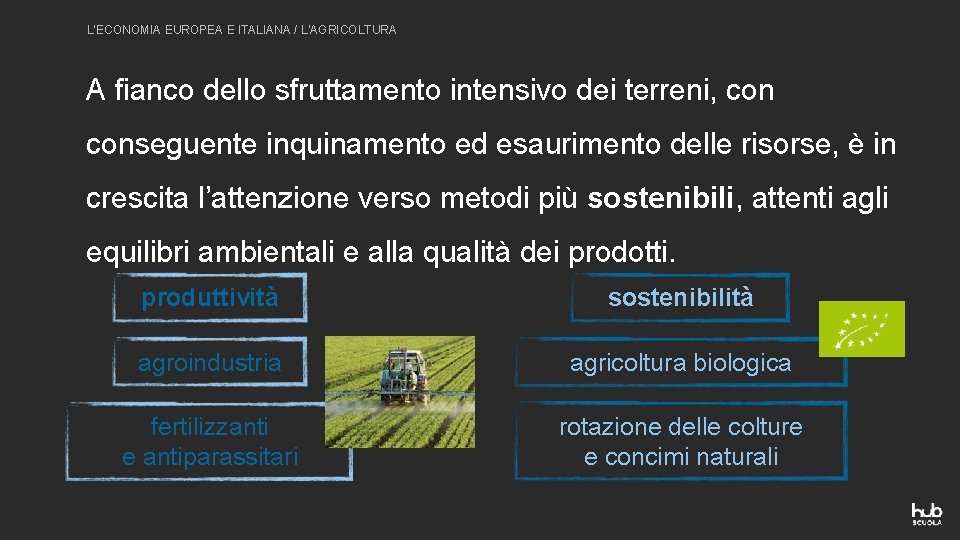 L’ECONOMIA EUROPEA E ITALIANA / L’AGRICOLTURA A fianco dello sfruttamento intensivo dei terreni, conseguente
