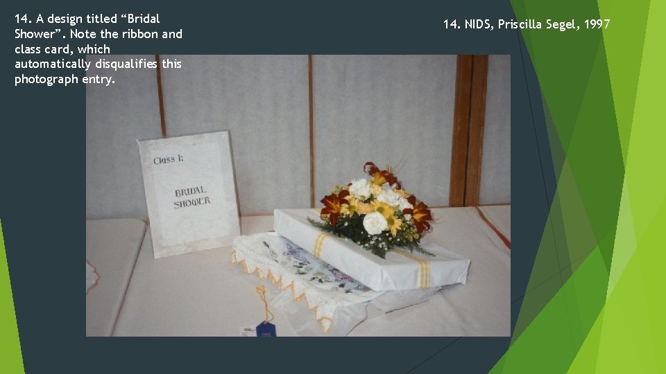 14. A design titled “Bridal Shower”. Note the ribbon and class card, which automatically