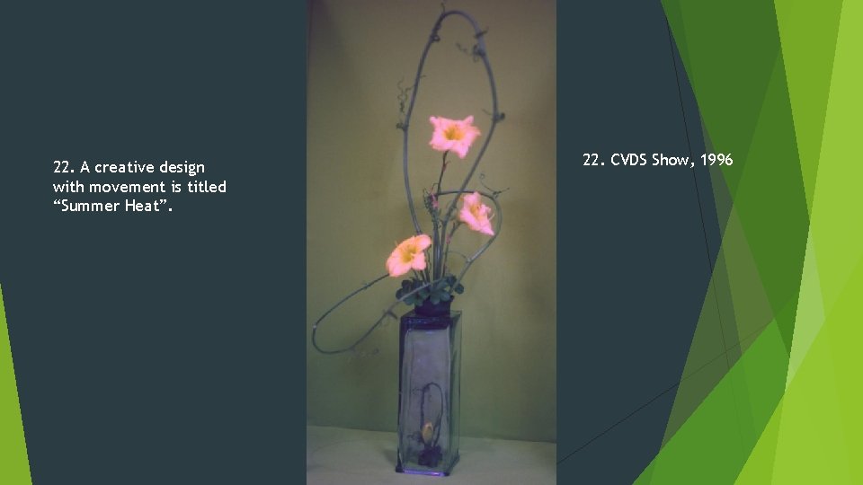 22. A creative design with movement is titled “Summer Heat”. 22. CVDS Show, 1996