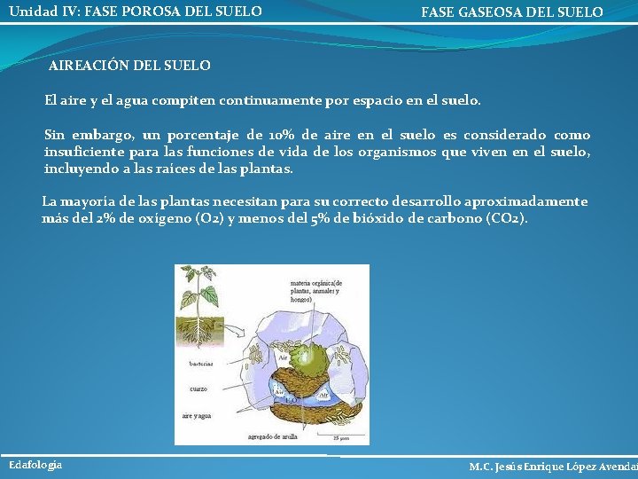 Unidad IV: FASE POROSA DEL SUELO FASE GASEOSA DEL SUELO AIREACIÓN DEL SUELO El