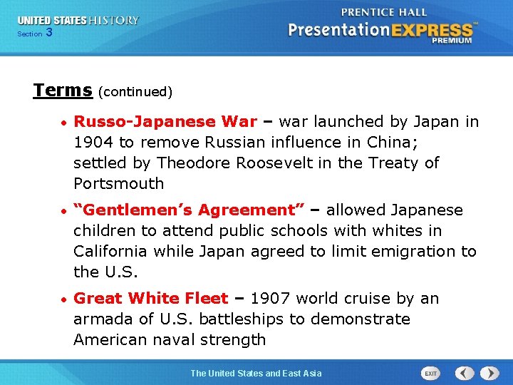 325 Section Chapter Section Terms 1 (continued) • Russo-Japanese War – war launched by