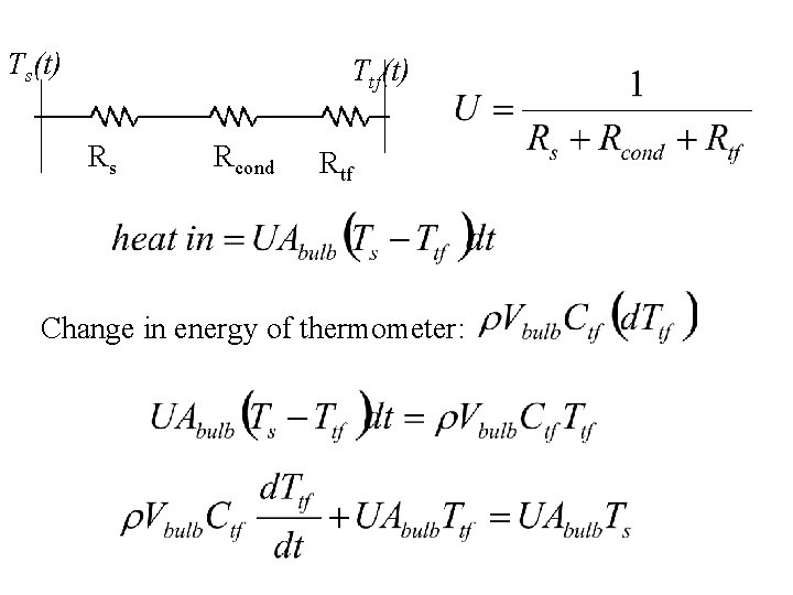 Ts(t) Ttf(t) Rs Rcond Rtf Change in energy of thermometer: 