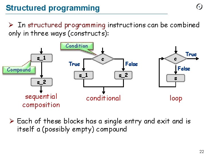 Structured programming Ø In structured programming instructions can be combined only in three ways