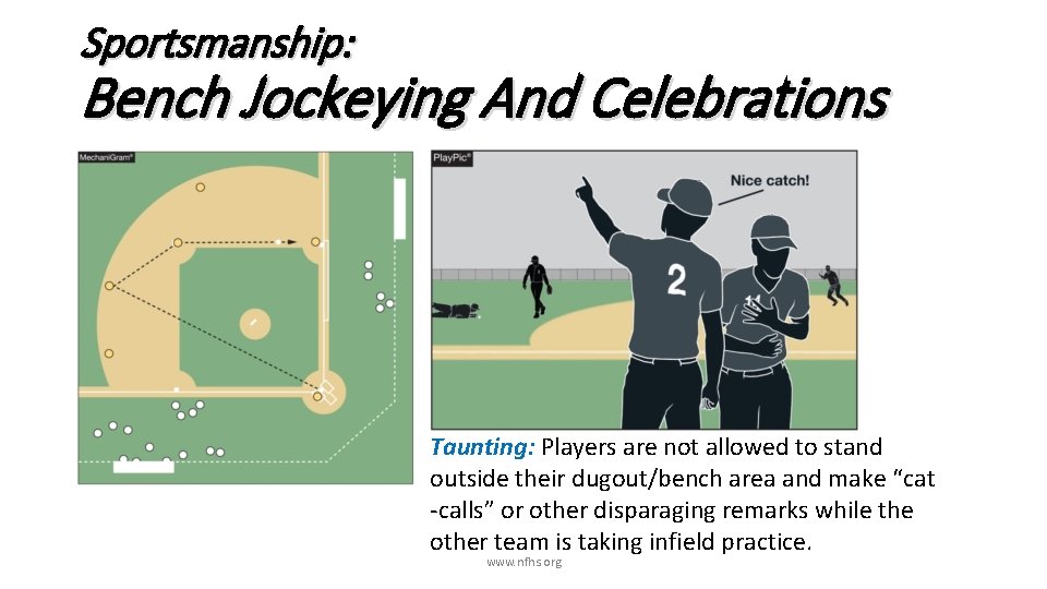 Sportsmanship: Bench Jockeying And Celebrations Taunting: Players are not allowed to stand outside their