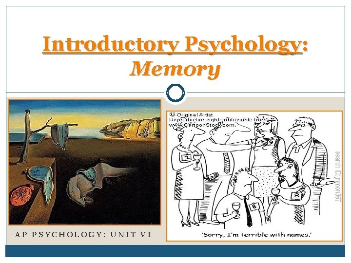 Introductory Psychology: Memory AP PSYCHOLOGY: UNIT VI 