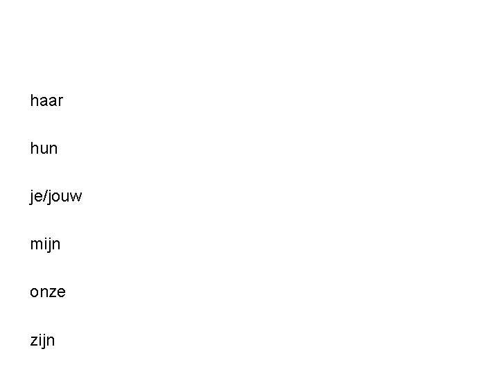 haar hun je/jouw mijn onze zijn 