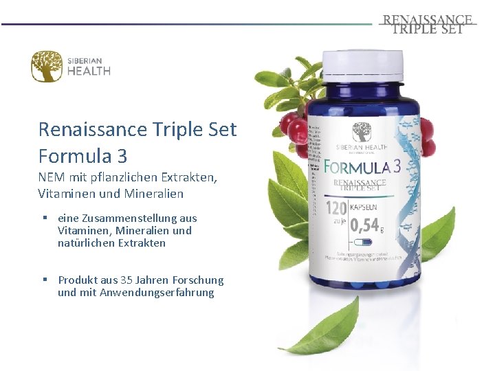 Renaissance Triple Set Formula 3 NEM mit pflanzlichen Extrakten, Vitaminen und Mineralien § eine