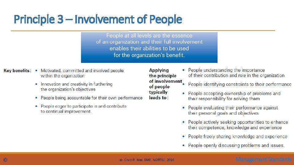 Principle 3 – Involvement of People © dr. Chris R. Mol, BME, NORTEC, 2016