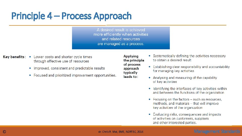 Principle 4 – Process Approach © dr. Chris R. Mol, BME, NORTEC, 2016 Management