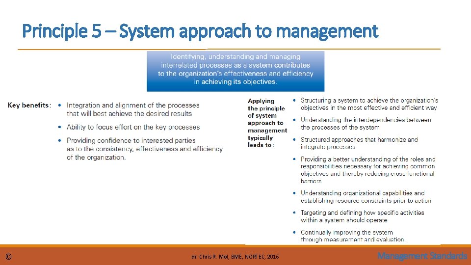 Principle 5 – System approach to management © dr. Chris R. Mol, BME, NORTEC,