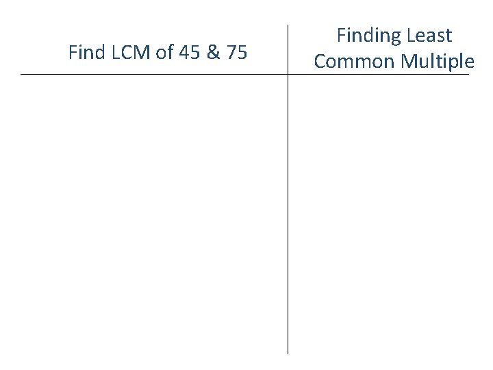 Find LCM of 45 & 75 Finding Least Common Multiple 