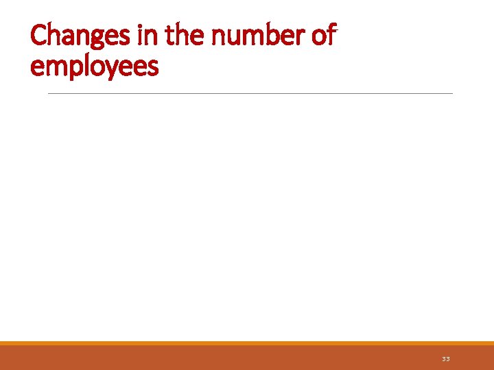 Changes in the number of employees 33 