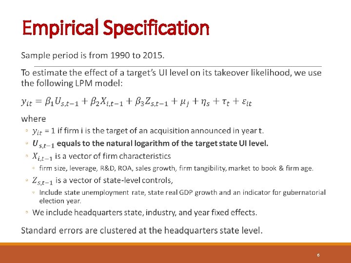 Empirical Specification 6 