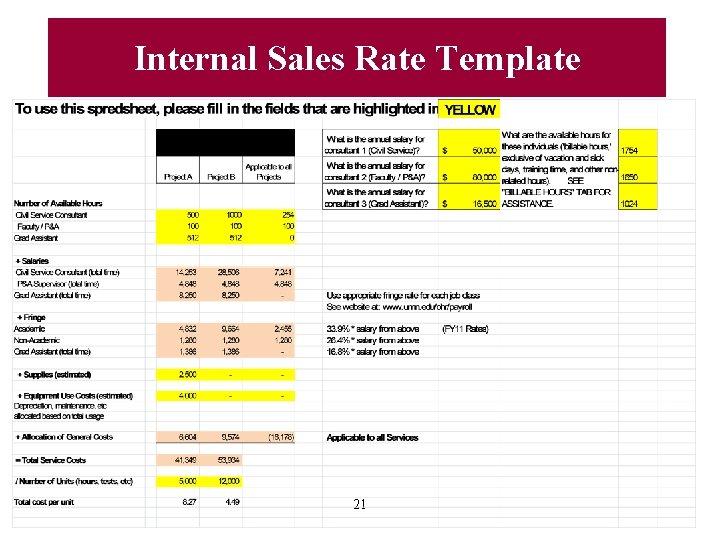 Internal Sales Rate Template 21 