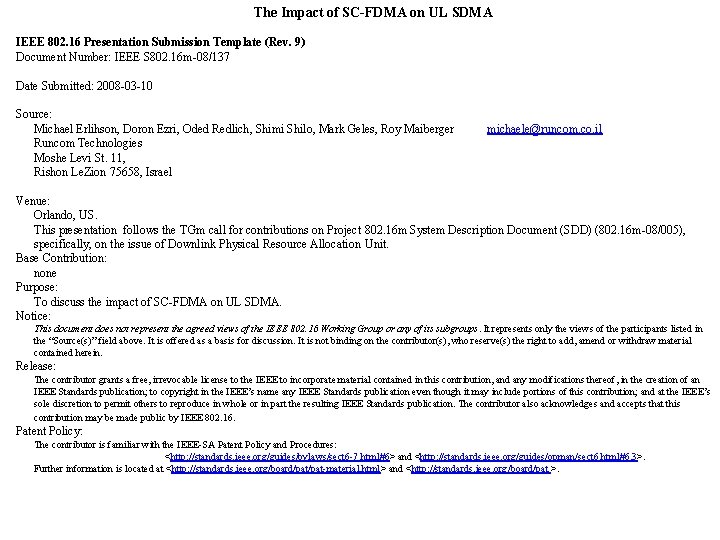 The Impact of SC-FDMA on UL SDMA IEEE 802. 16 Presentation Submission Template (Rev. The Impact of SC-FDMA on UL SDMA IEEE 802. 16 Presentation Submission Template (Rev.