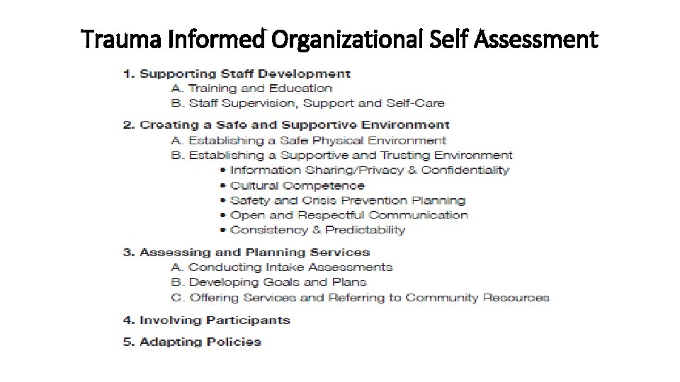 Trauma Informed Organizational Self Assessment 