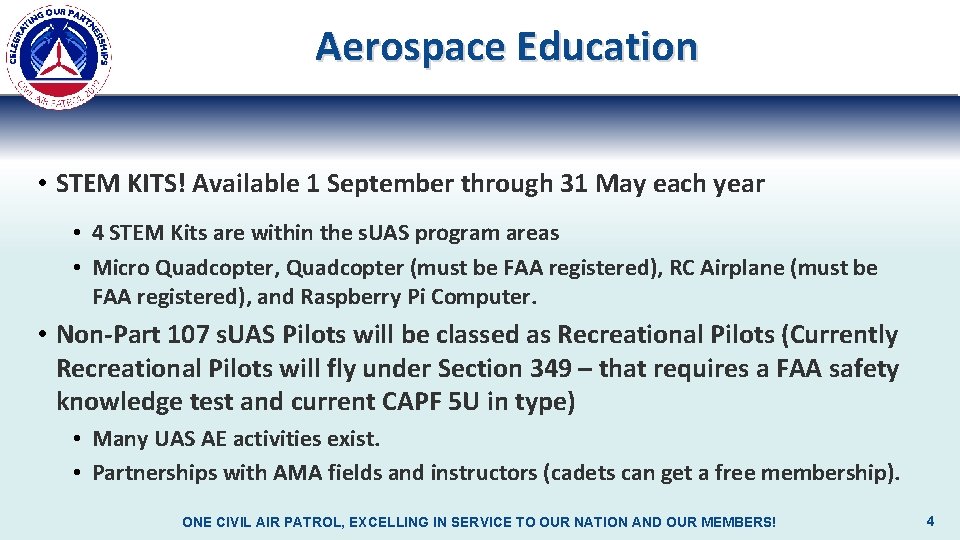 Aerospace Education • STEM KITS! Available 1 September through 31 May each year •