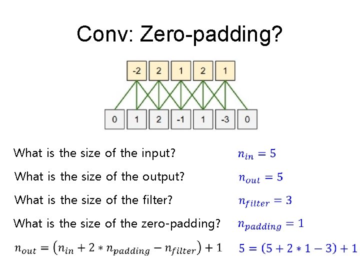 Conv: Zero-padding? What is the size of the input? What is the size of