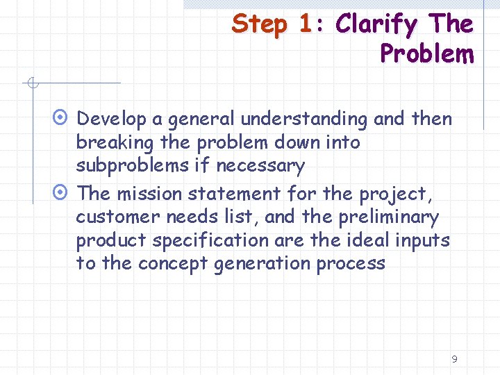 Step 1: Clarify The Problem ¤ Develop a general understanding and then breaking the