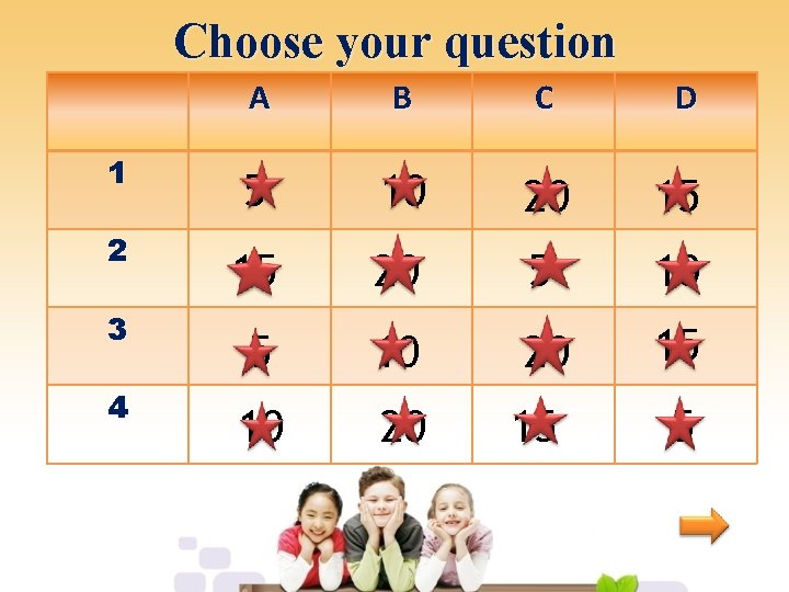 Choose your question 1 2 3 4 A