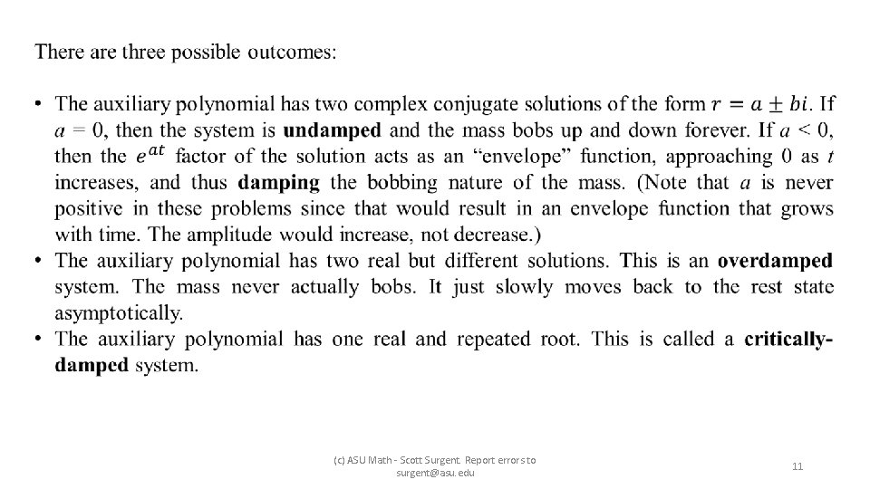  (c) ASU Math - Scott Surgent. Report errors to surgent@asu. edu 11 