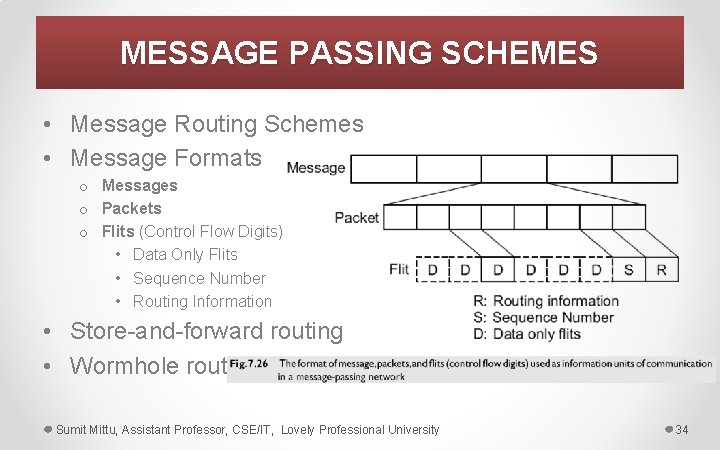 MESSAGE PASSING SCHEMES • Message Routing Schemes • Message Formats o Messages o Packets