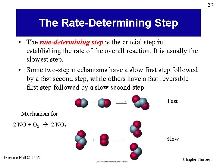 37 The Rate-Determining Step • The rate-determining step is the crucial step in establishing