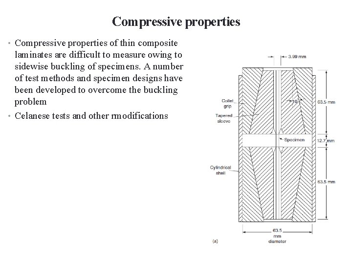 Compressive properties • Compressive properties of thin composite laminates are difficult to measure owing
