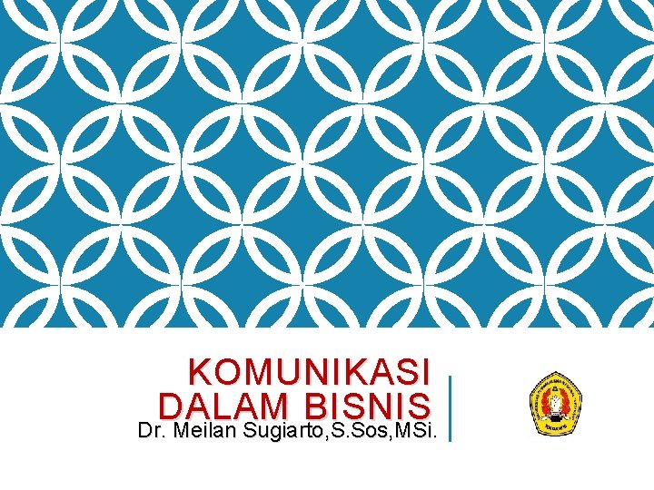 KOMUNIKASI DALAM BISNIS Dr. Meilan Sugiarto, S. Sos, MSi. 