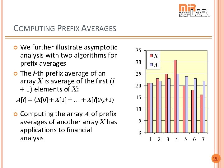 COMPUTING PREFIX AVERAGES We further illustrate asymptotic analysis with two algorithms for prefix averages