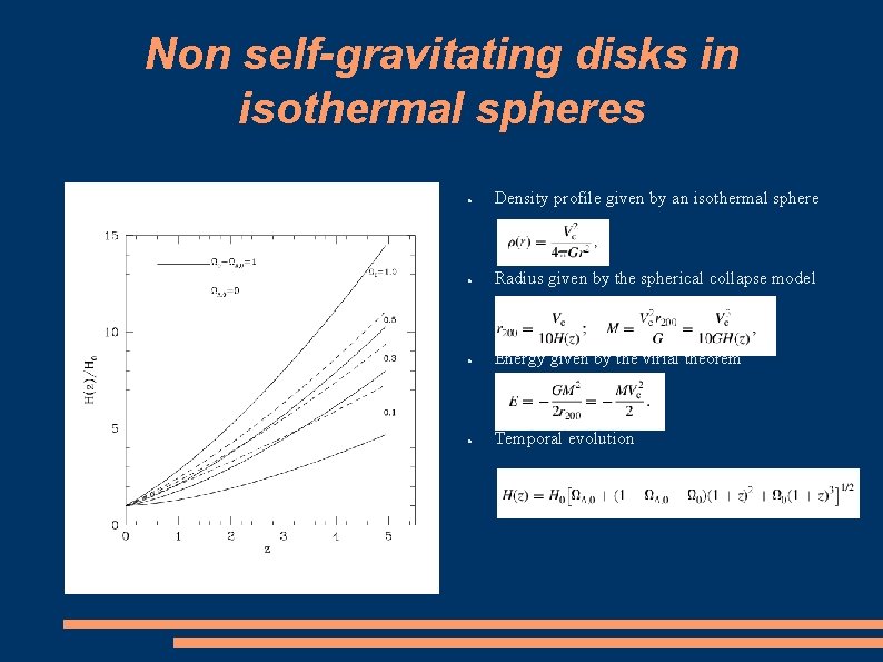 Non self-gravitating disks in isothermal spheres ● Density profile given by an isothermal sphere