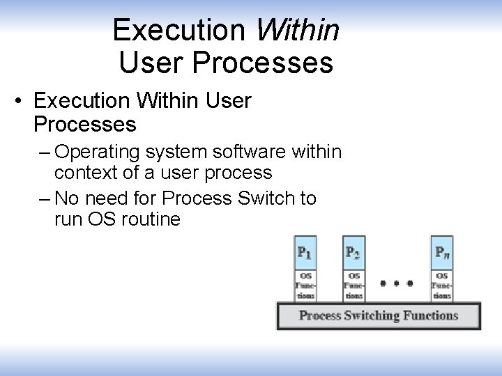 Execution Within User Processes • Execution Within User Processes – Operating system software within