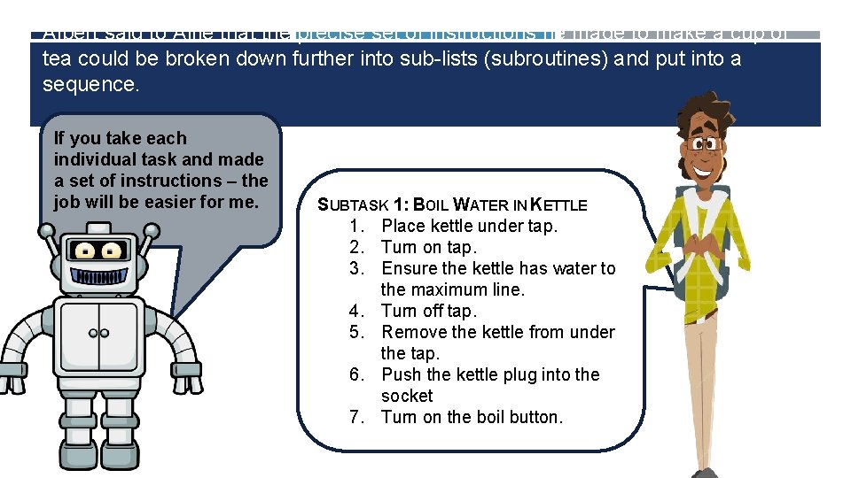 Albert said to Alfie that the precise set of instructions he made to make