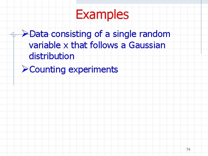 Examples ØData consisting of a single random variable x that follows a Gaussian distribution