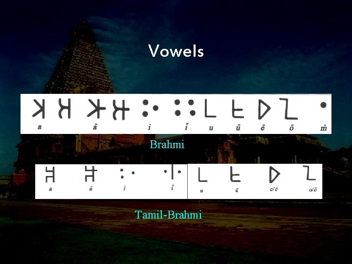 Vowels Brahmi Tamil-Brahmi 