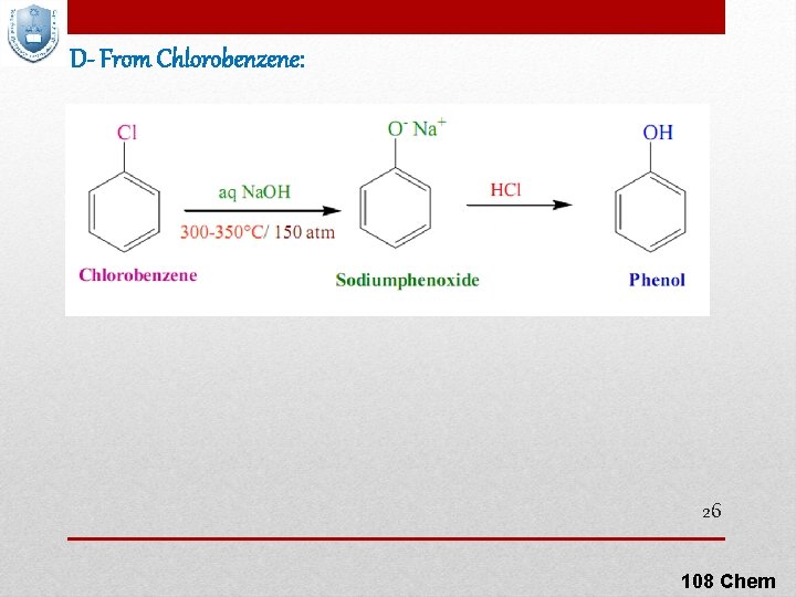 D- From Chlorobenzene: 26 108 Chem 