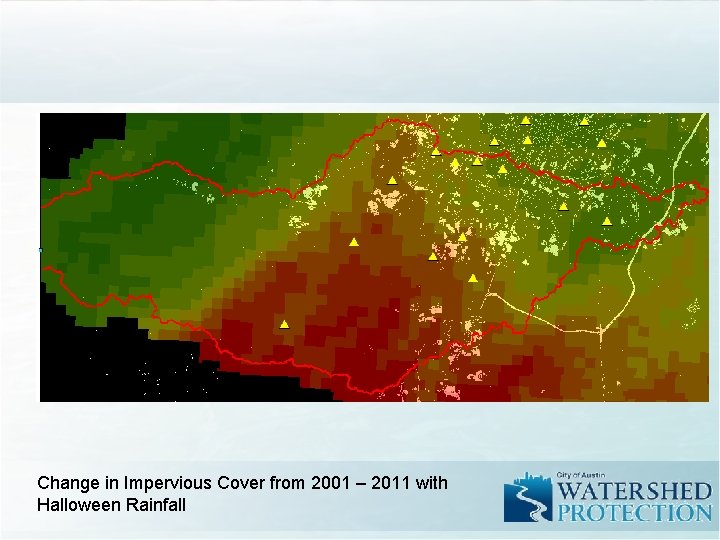Change in Impervious Cover from 2001 – 2011 with Halloween Rainfall 
