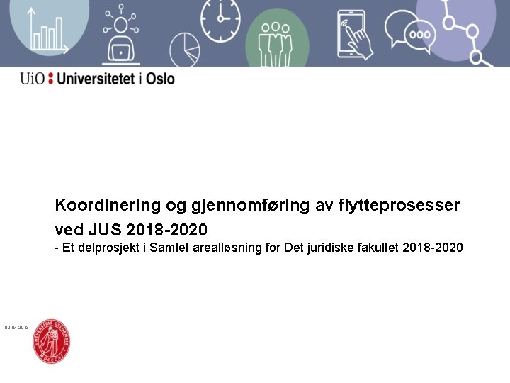 Koordinering og gjennomføring av flytteprosesser ved JUS 2018 -2020 - Et delprosjekt i Samlet