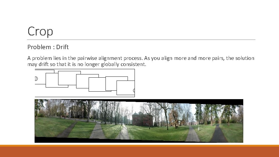 Crop Problem : Drift A problem lies in the pairwise alignment process. As you