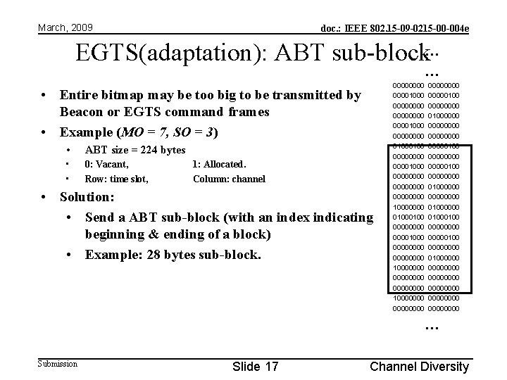 March, 2009 doc. : IEEE 802. 15 -09 -0215 -00 -004 e EGTS(adaptation): ABT