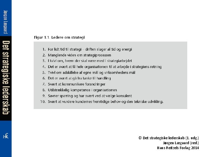 © Det strategiske lederskab (1. udg. ) Jørgen Lægaard (red. ) Hans Reitzels Forlag