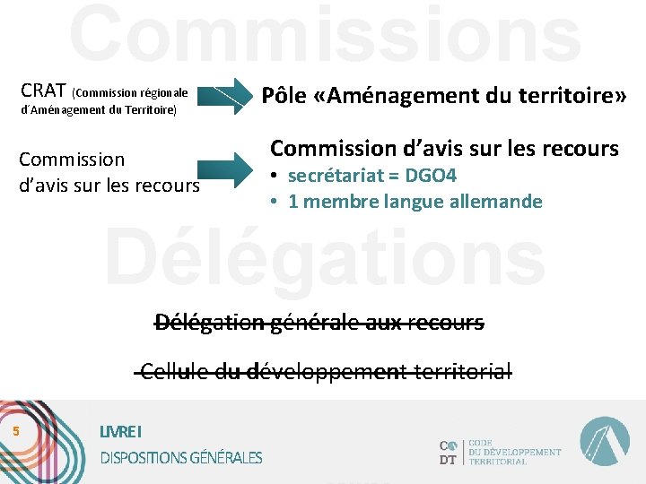 Commissions CRAT (Commission régionale d´Aménagement du Territoire) Pôle «Aménagement du territoire» Commission d’avis sur